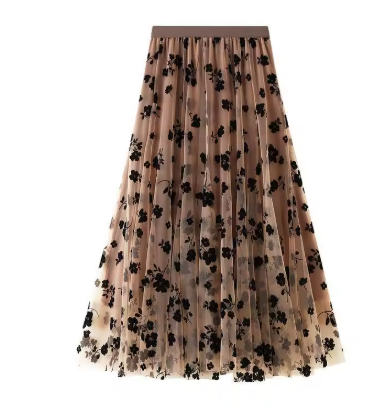 Brown and Black Floral Skirt.png