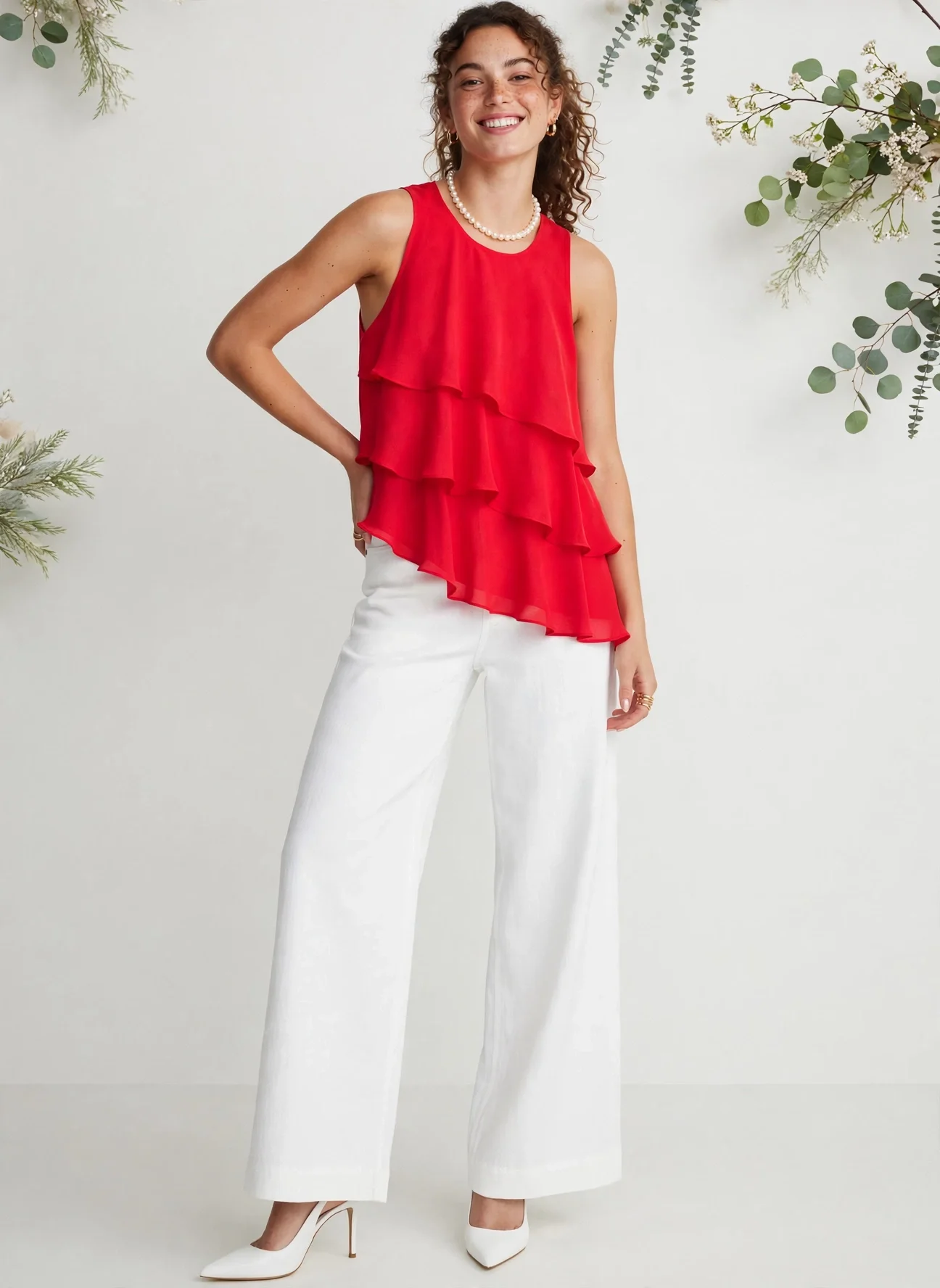 Women's O-neck Sleeveless Ruffle Casual Summer Blouse | Vogue Harbour