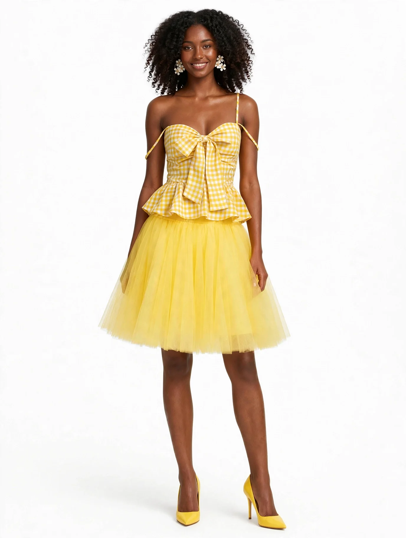 Plaid Spaghetti Strap Butterfly Bow Camisole