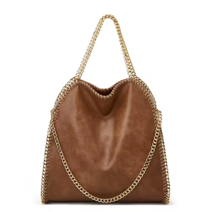 Women's High Quality Shoulder Chain Handbag - Light Brown.png