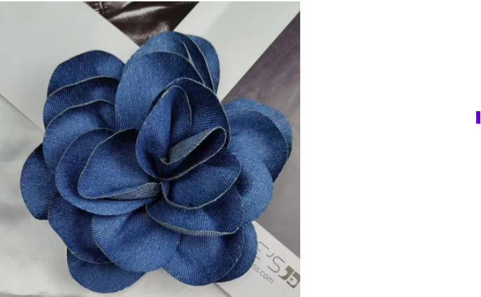 Women's 15CM Handmade Denim Fabric Flower Brooch