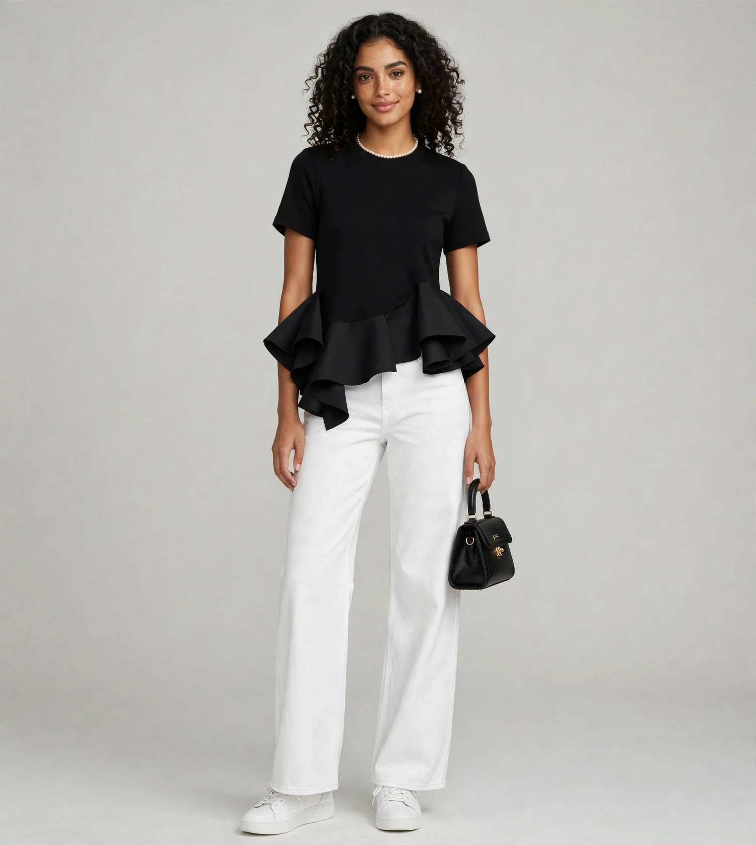 Trendy Irregular Ruffle Elegant Short Sleeve Streetwear T Shirt