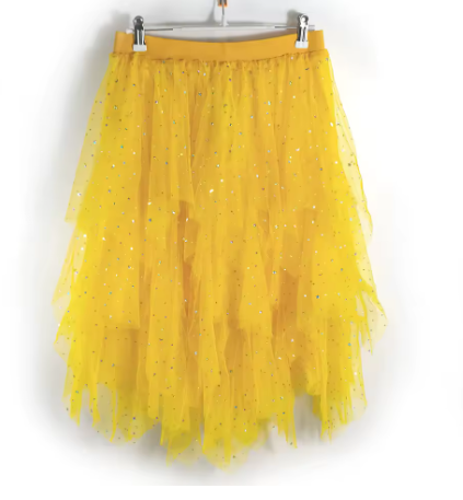 yellow tulle glitter skirt.png