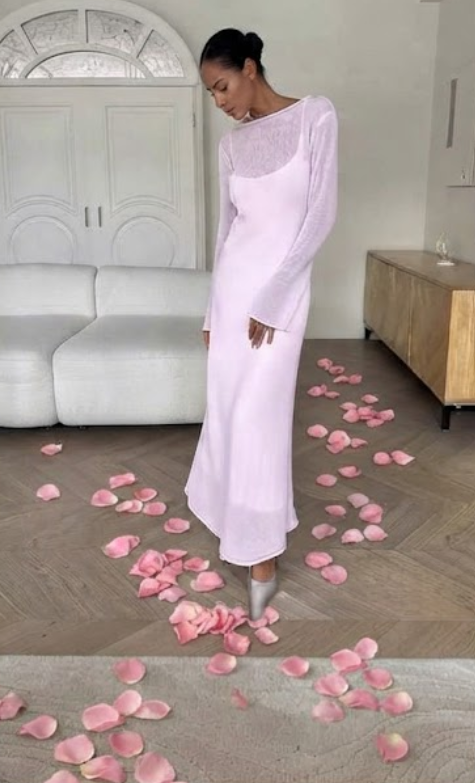Elegant O-Neck Long High Stretch Knit Cool Weather Dress