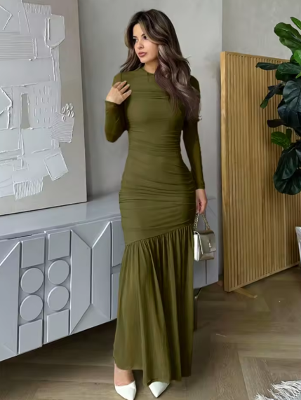 Women's Elegant Holiday Party Long Sleeve Maxi Evening