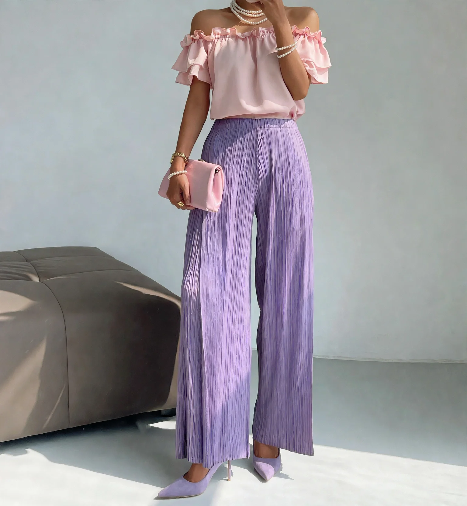 Women's Pleated Wide Leg Loose All Occasion Pants
