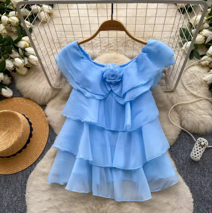 Blue Ruffle Collar Blouse.png