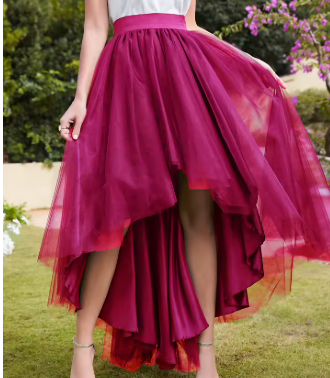 burgundy high low skirt.png