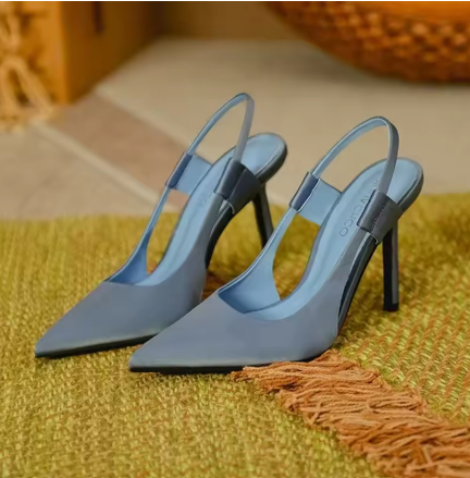 Women’s Light Blue Pointed-Toe Slingback Stiletto Pumps