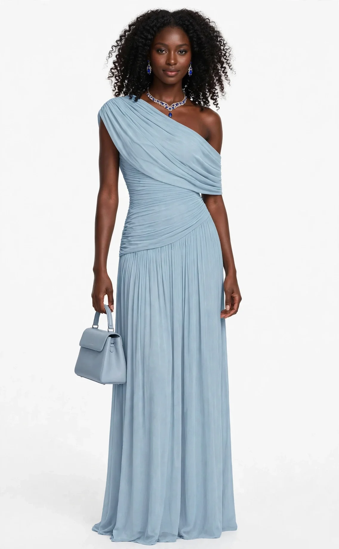 One Shoulder Ruched Sleeveless Irregular Maxi Summer Dress