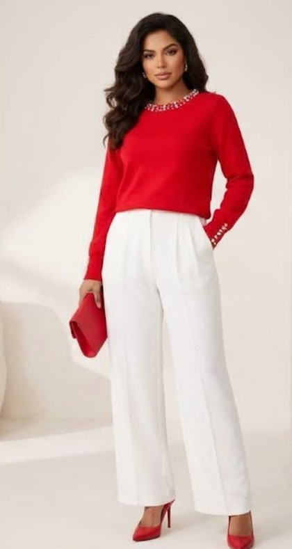 New Long Sleeved Beaded Women's Sweater