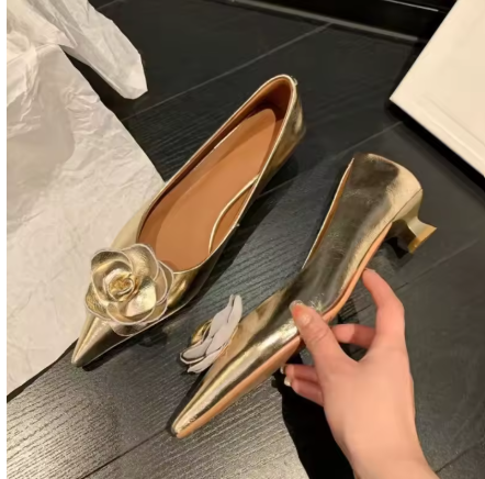 New Summer Rose Embellished Low Heel Pumps