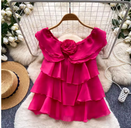 Rose Pink Ruffle Blouse.png