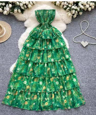 flat green multifloral dress.png