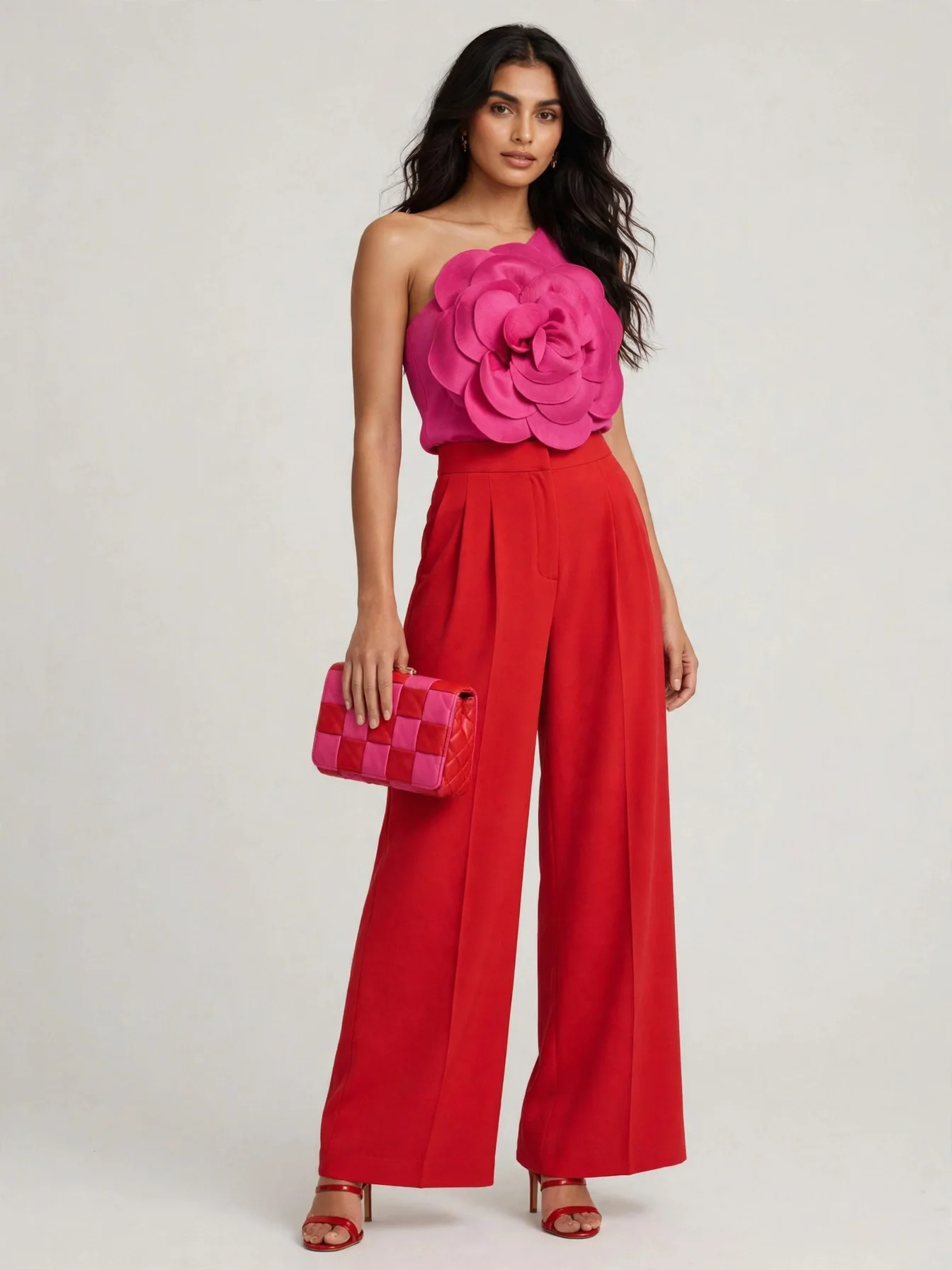 3D Large Flower One Strap Occasion Blouse