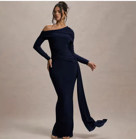 Black Bodycon  Stretch Maxi Dress.png