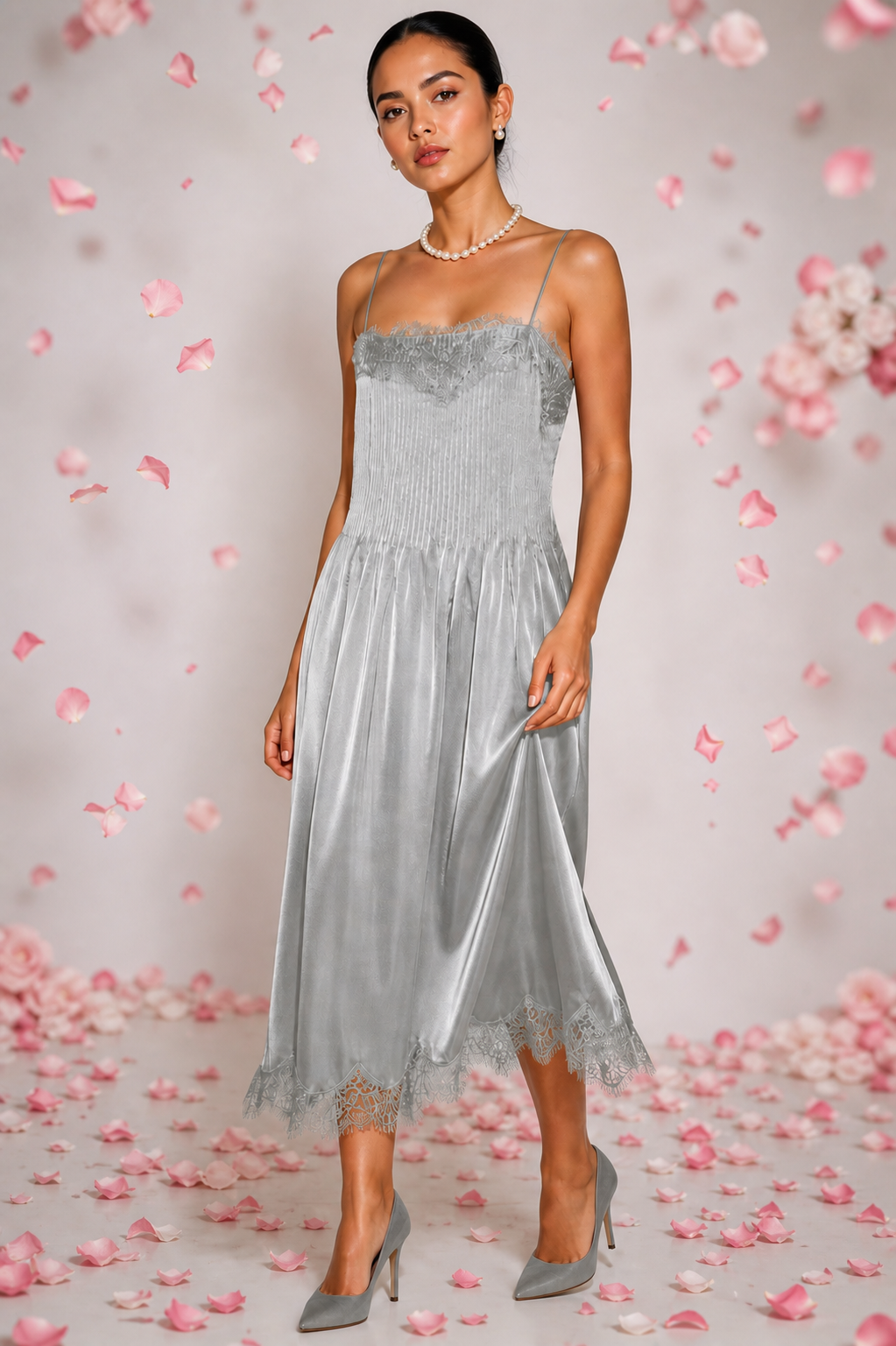 Women's 2026 Lace Trim Elastic Bodice Sleeveless Holiday Party Dress