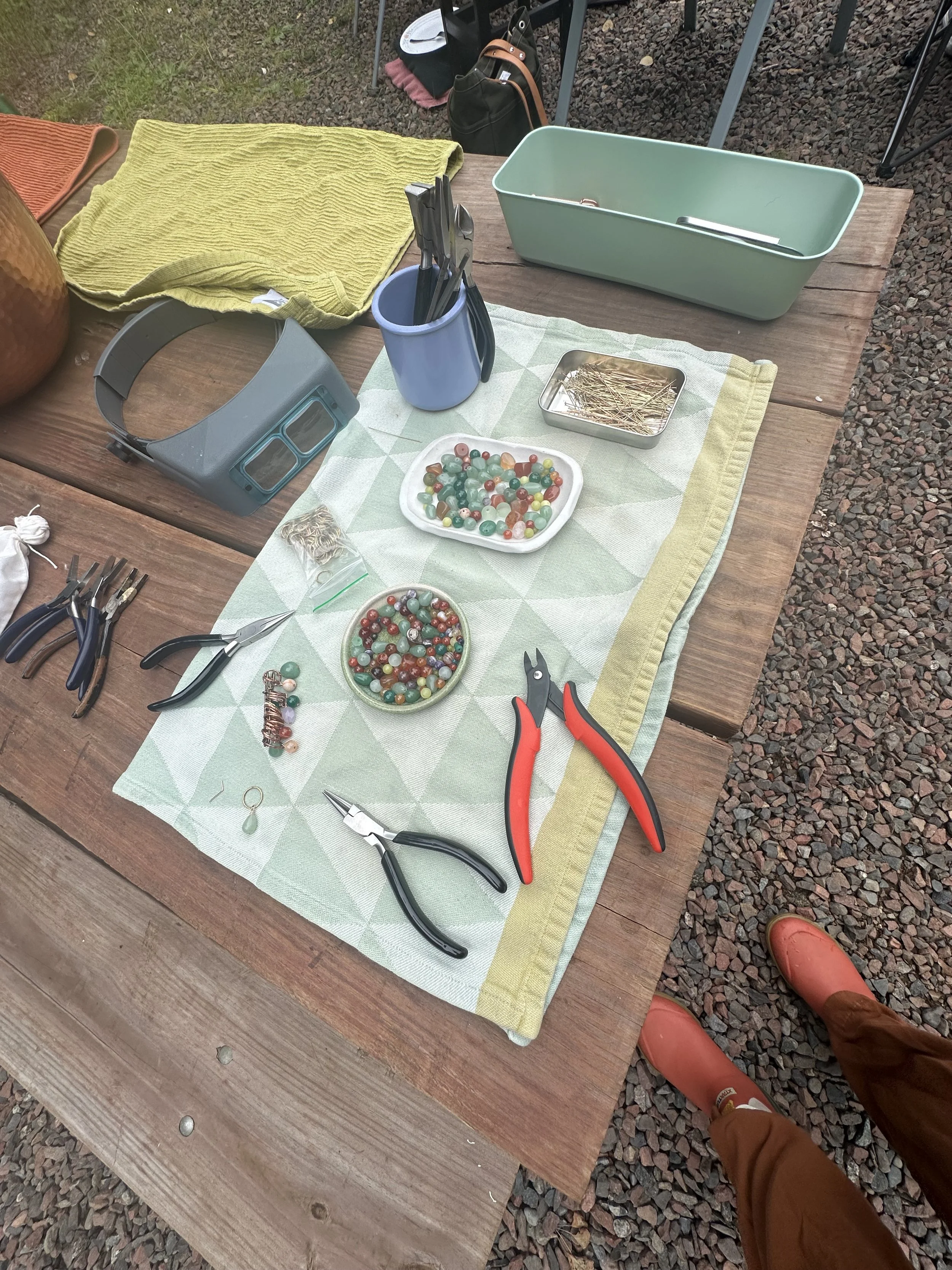 Making Stitch Markers at Knit Camp