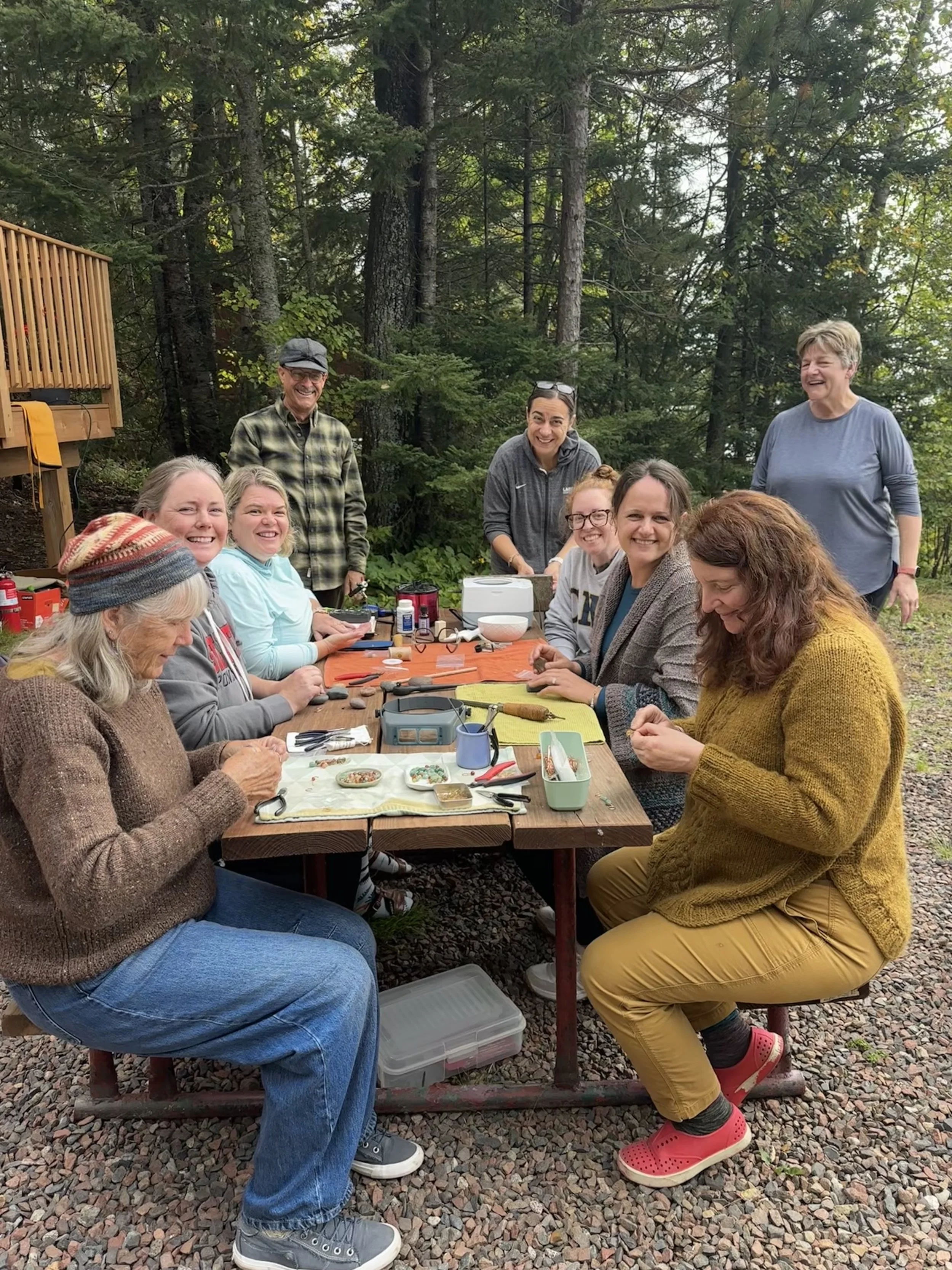 Making Stitch Markers at Knit Camp