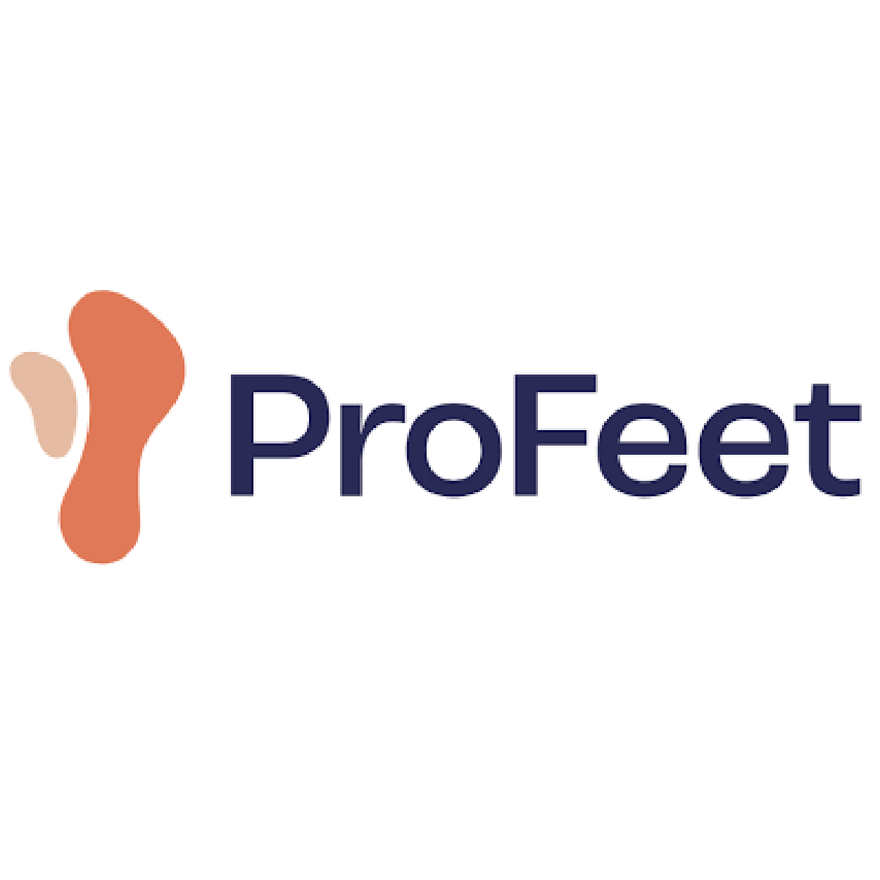 ProFeet logo with stylized footprints and the text ProFeet in dark blue
