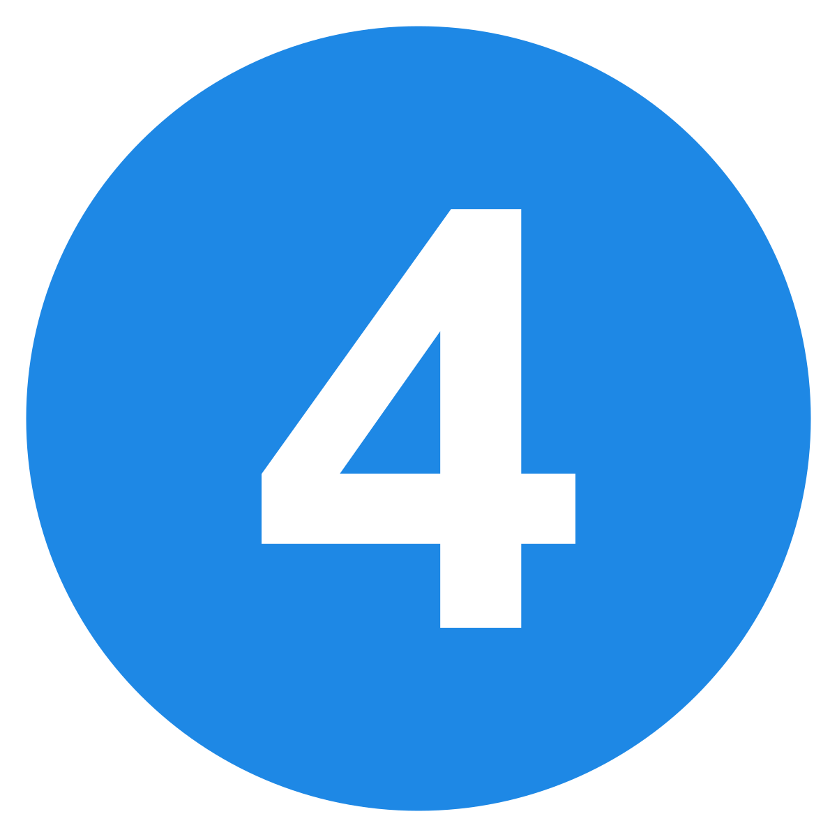 Number four in a black font on a blue circular background.