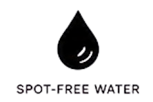 Logo of a water droplet with the text 'SPOT-FREE WATER' underneath