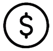 A black icon of a dollar sign inside a circle.