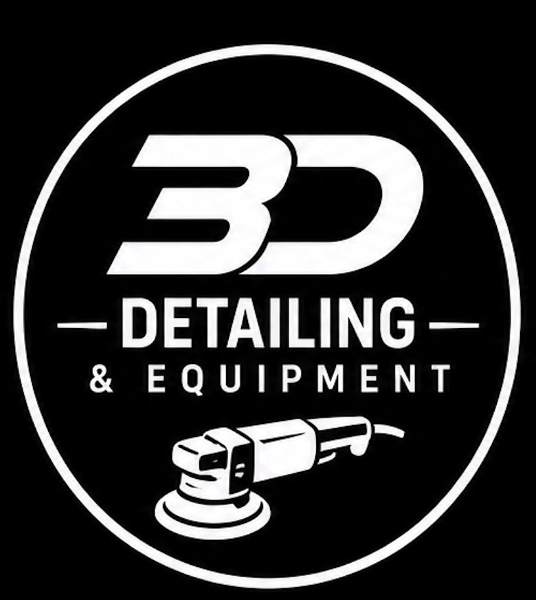 Logo for 3D Detailing and Equipment featuring bold text and a graphic of a polishing machine.
