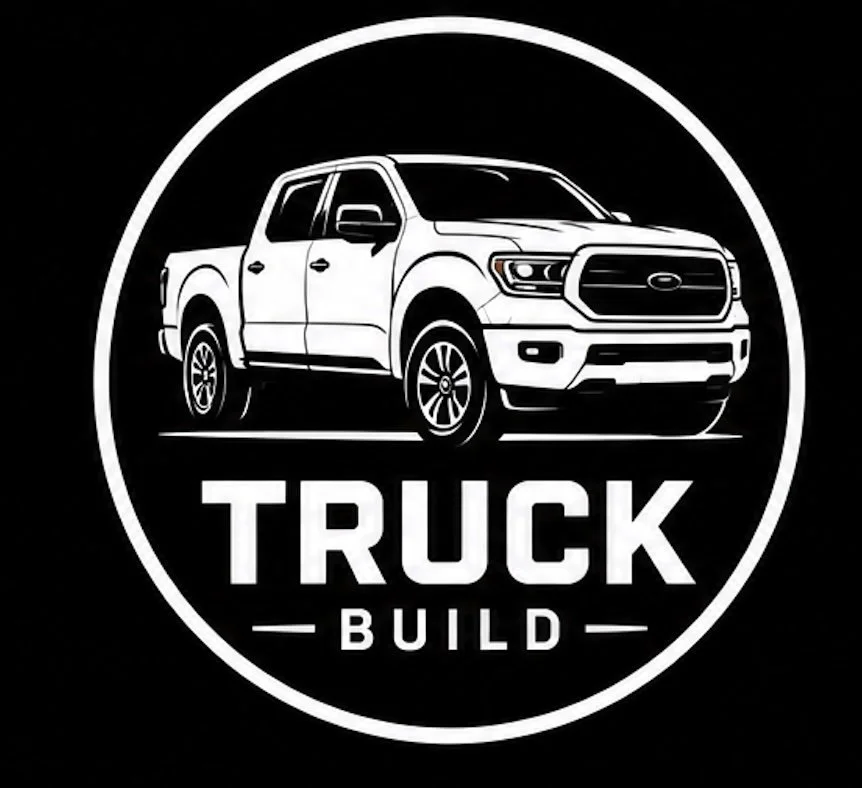 A logo with an illustration of a pickup truck inside a circle, with the text 'TRUCK BUILD' below it.
