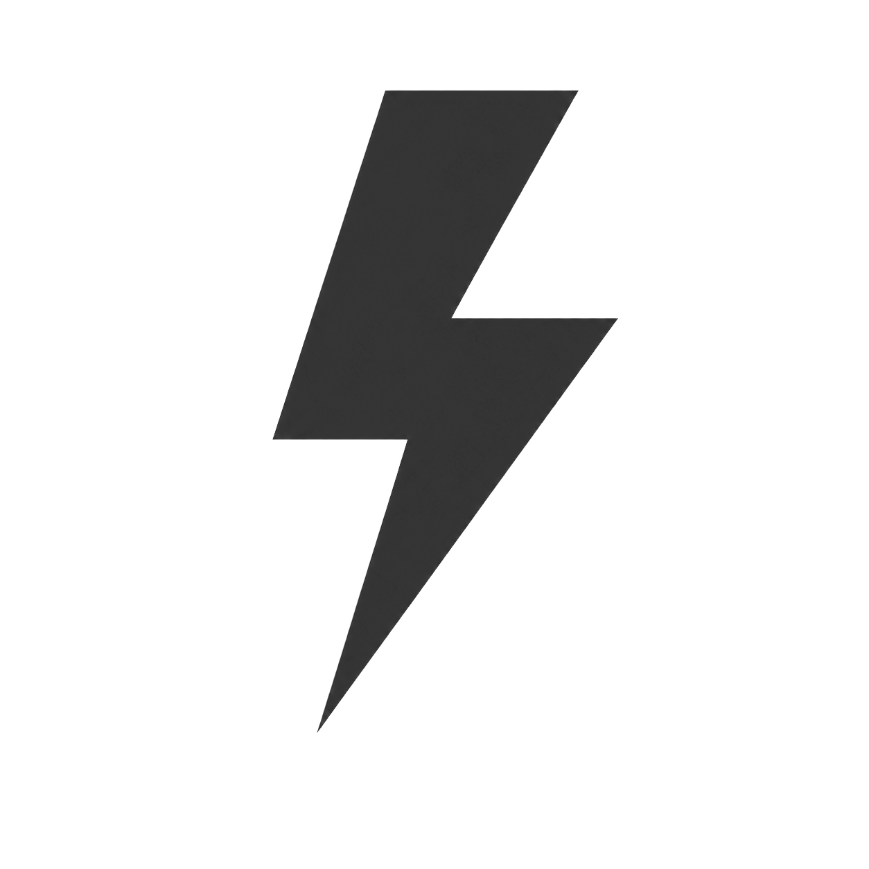 Black lightning bolt symbol on a white background.