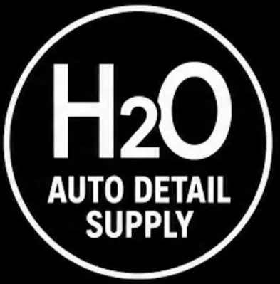 A circular black and white logo with the text 'H2O AUTO DETAIL SUPPLY' inside.