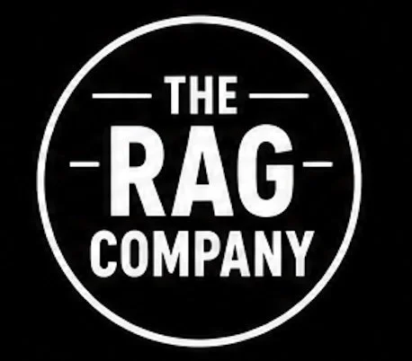 Logo for The Rag Company in a black circular background with white text.