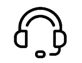 Line drawing of a headset with microphone.