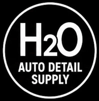Logo for H2O Auto Detail Supply with white text on a black circular background.