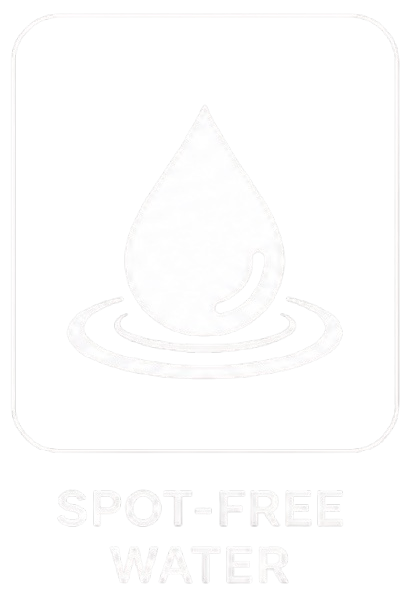 A logo with a water droplet above ripples and the text "SPOT-FREE WATER" underneath.