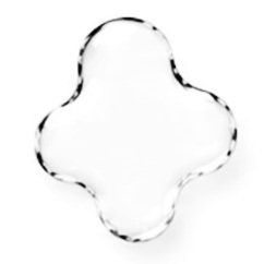 Empty clear glass dish with a cross shape.