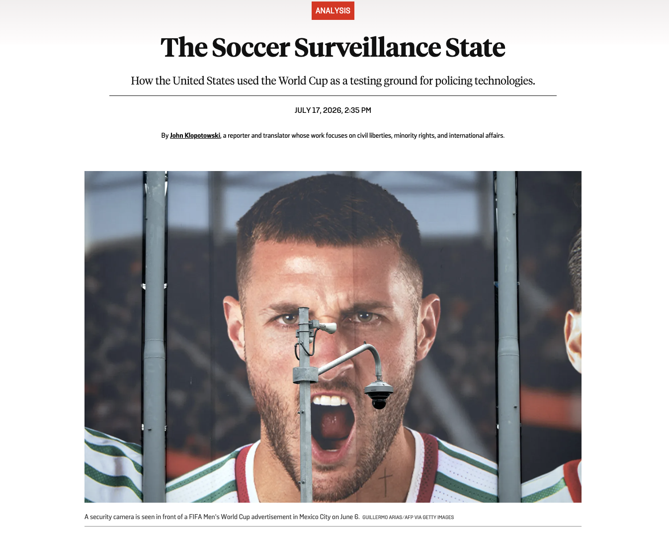Surveillance at the World Cup (2026)