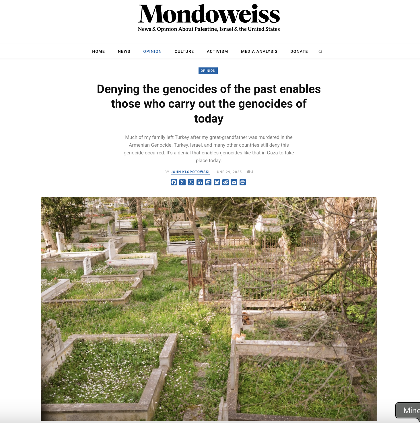 Denial of the Past, Mondoweiss (2025)