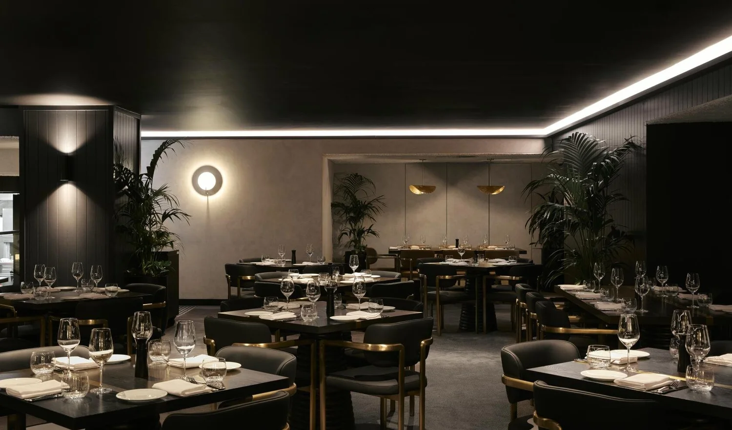 The Upper Restaurant at Blackbird Melbourne, banquette seating beneath the window line