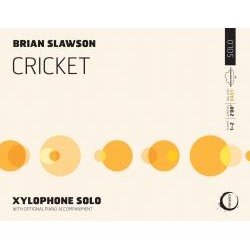 Book cover titled 'Cricket' by Brian Slawson, with a white background and a series of orange circles of varying sizes at the bottom.
