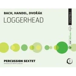 Album cover for Loggerhead by percussion sextet featuring Bach, Handel, and Dvořák.