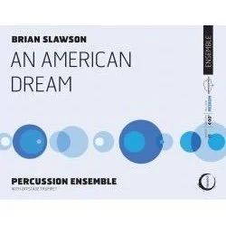 Album cover for Brian Slawson's "An American Dream" by the Percussion Ensemble, featuring a blue and gray bubble design.