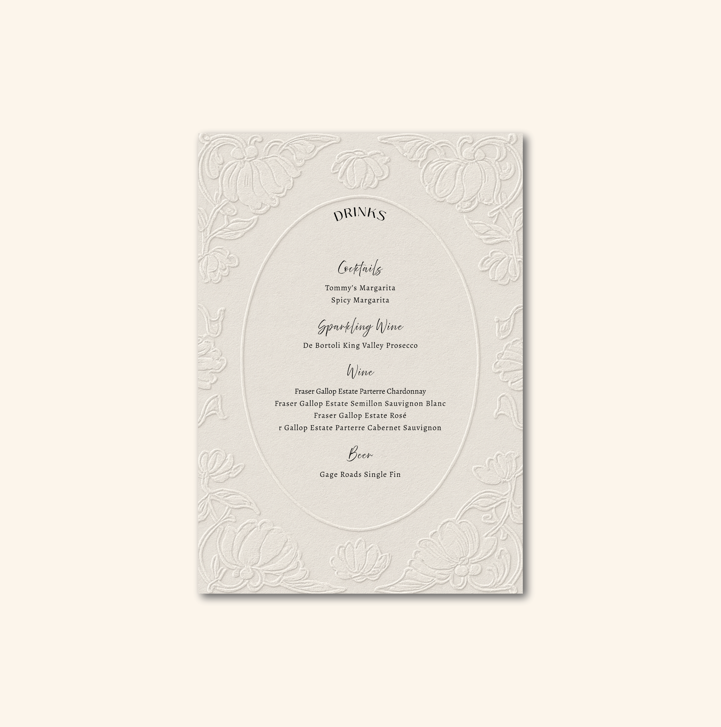 Davies Beverage Menu Template (Option A)