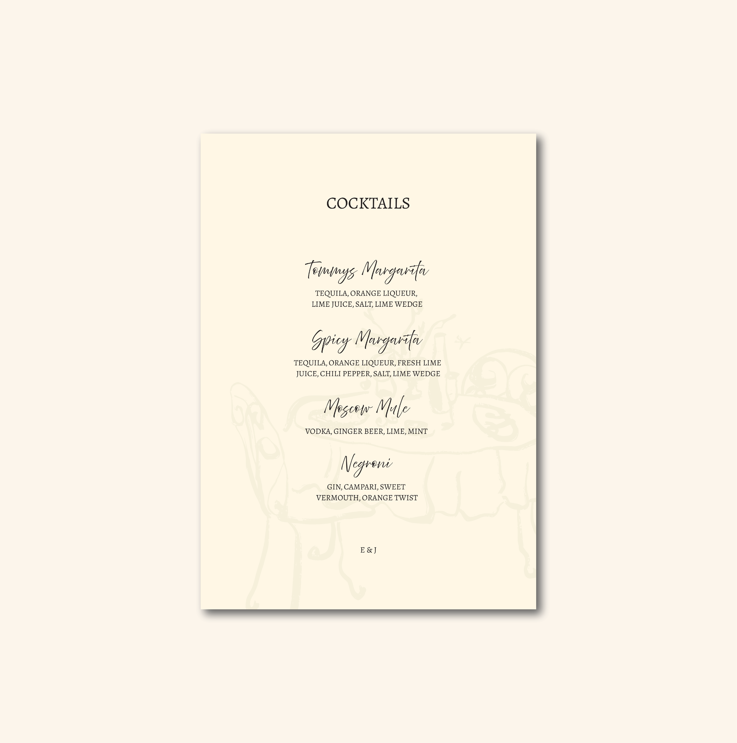 Davies Beverage Menu Template (Option D)