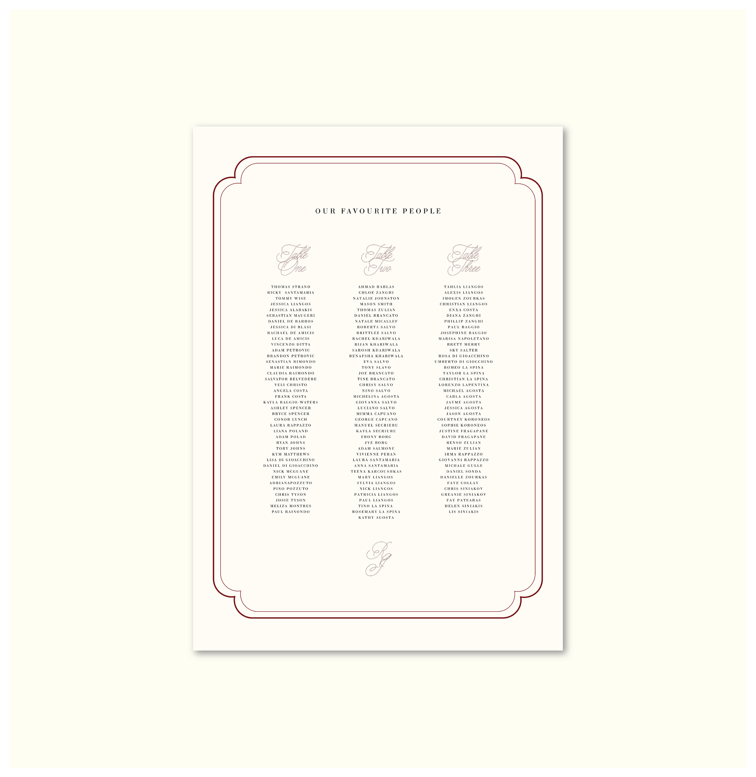 La Fleur Nouvelle Seating Chart Template (Option A)