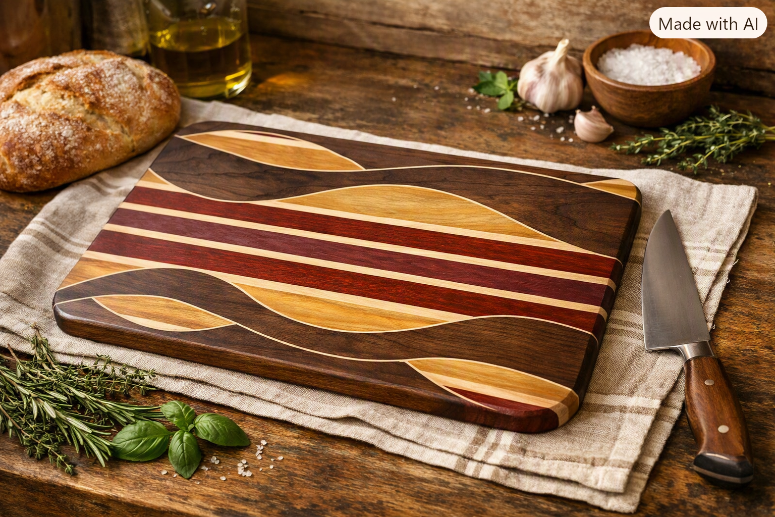 Face Grain Weave Pattern Cutting Board – Walnut, Maple, Cherry, Padauk & Purpleheart | Handmade Wood Board | Premium Kitchen Gift | Charcuterie Serving Board