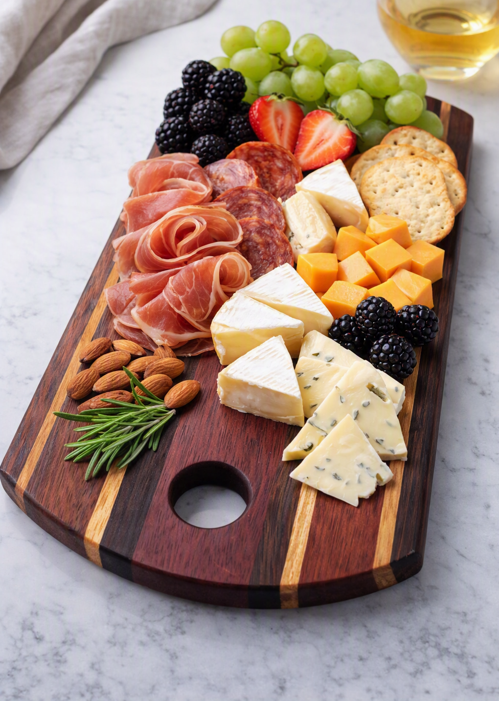 Handmade Exotic Hardwood Charcuterie Board Made From Walnut, Cherry, Purpleheart, Wenge, Padauk & Maple