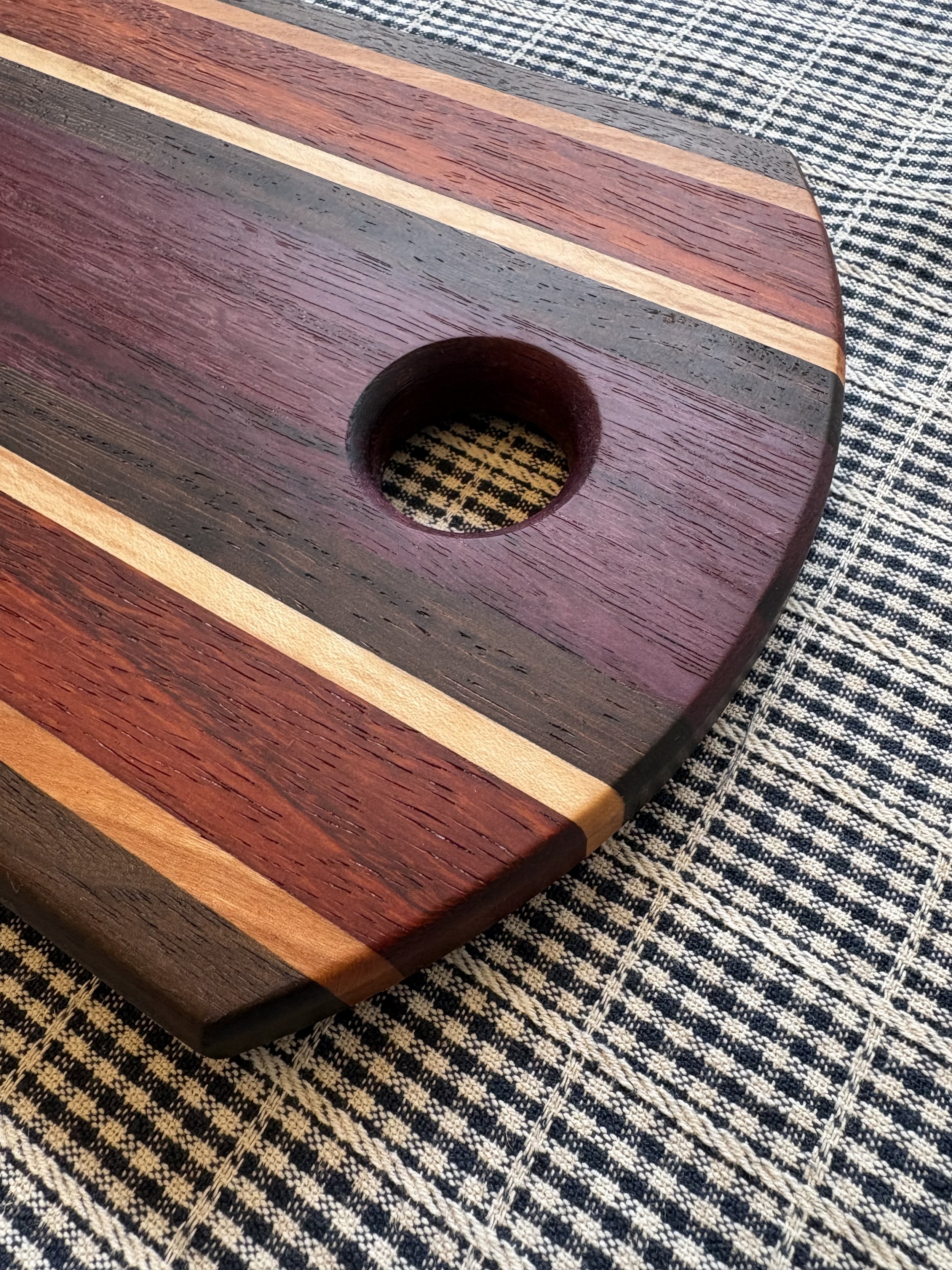 Handmade Exotic Hardwood Charcuterie Board Made From Walnut, Cherry, Purpleheart, Wenge, Padauk & Maple