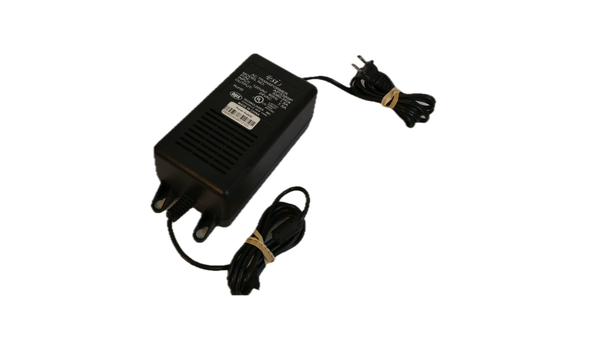 ESI 5060-3404 AP3389P 24VAC, 7.5 AMP, 2 Pin Power Supply