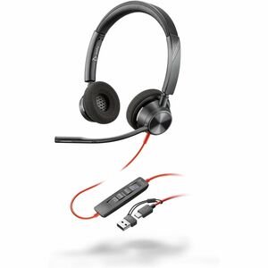 Poly Blackwire 3320 Stereo Microsoft Teams Certified USB-C Headset + USB-C/A Adapter, 8X220AA - New